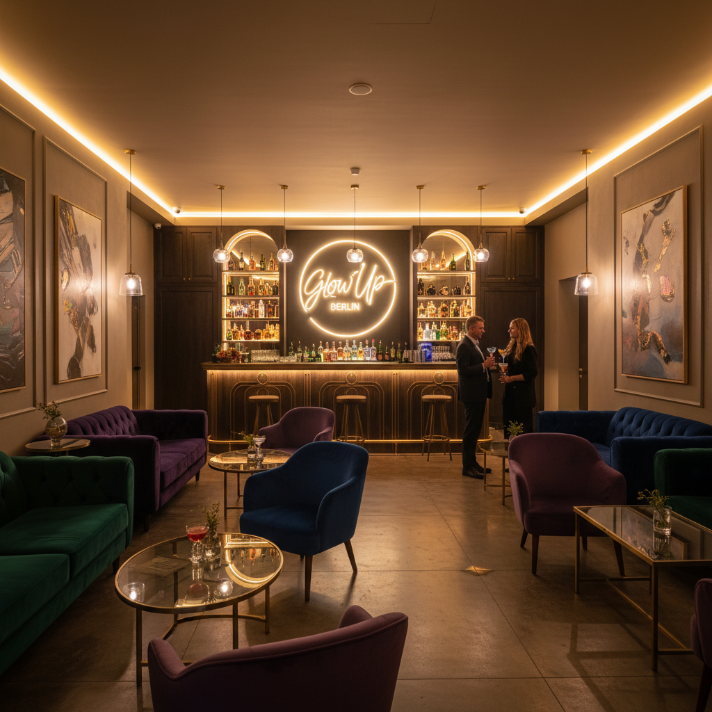 Elegante Lounge im GLOW UP Berlin